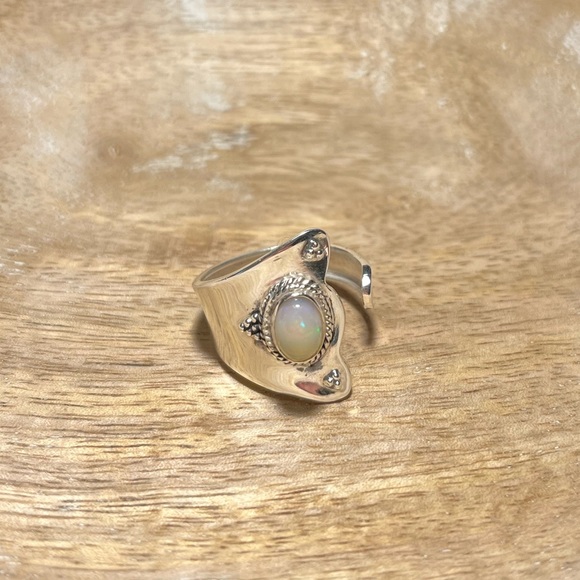 Ethiopian Opal 925 Sterling Silver Adjustable Open Ring - Picture 1 of 13